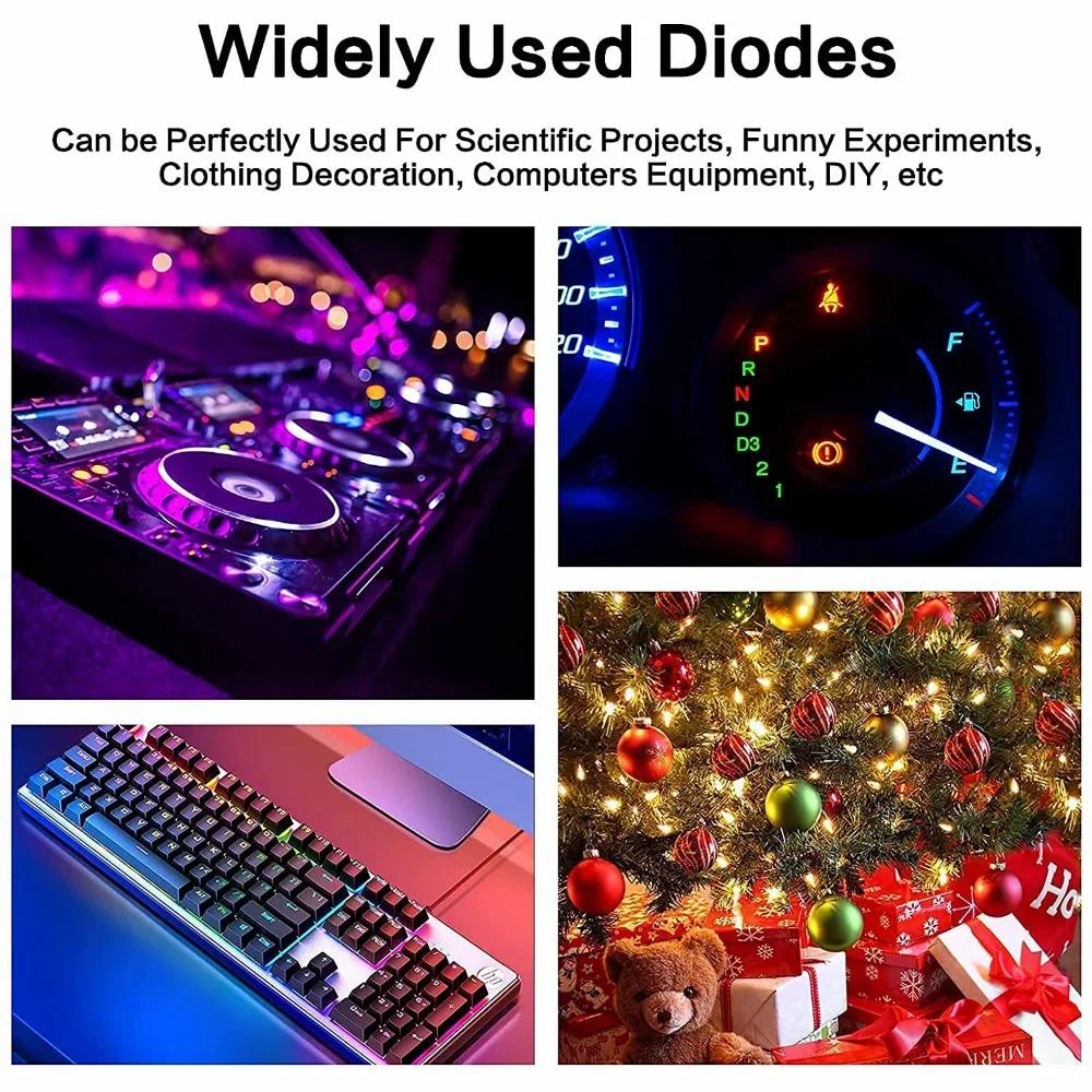 10/50pcs F8 8mm LED Lights 5Colors Super Bright Light Emitting LED Diode Kit Red White Green Blue Yellow