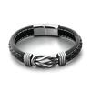KALEN 210mm Men Vintage Multiple Style Stainless Steel&Cowhide Leather Bracelets