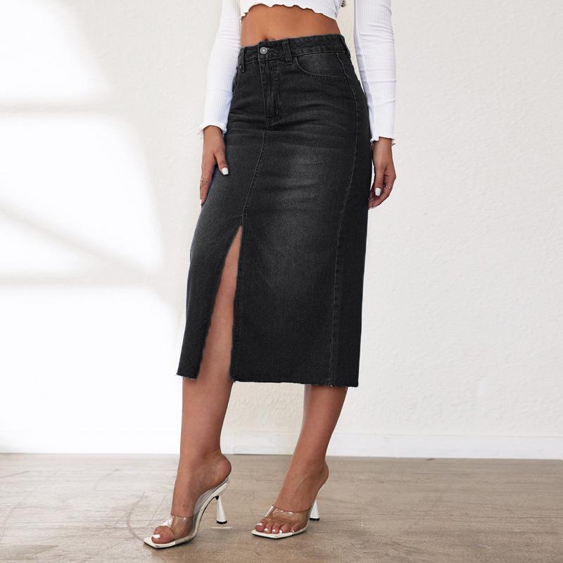 Gonna Lunga di Jeans Retro Americana Spaccata per Donna (Collezione 2025)