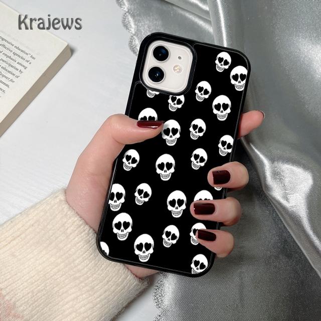 Krajews Skulls Bones Skeleton soft Phone Case Cover For iPhone 17 Air 16 15 14 plus 12 13 pro max coque Fundas
