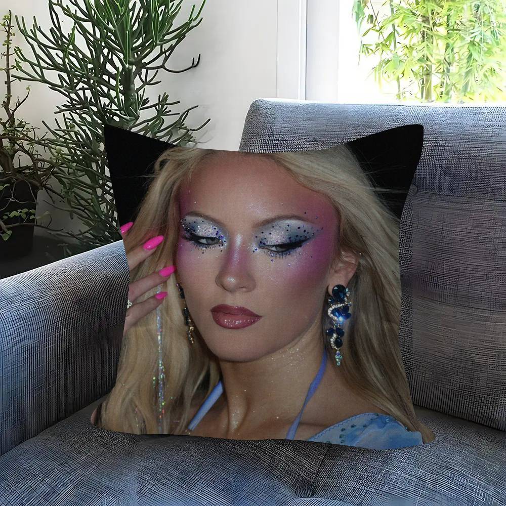 Housse de coussin imprimée recto-verso Midnight Sun de la chanteuse Zara Larsson Peluche courte Convient pour les salons canapés coussin d'appoint 35x35cm