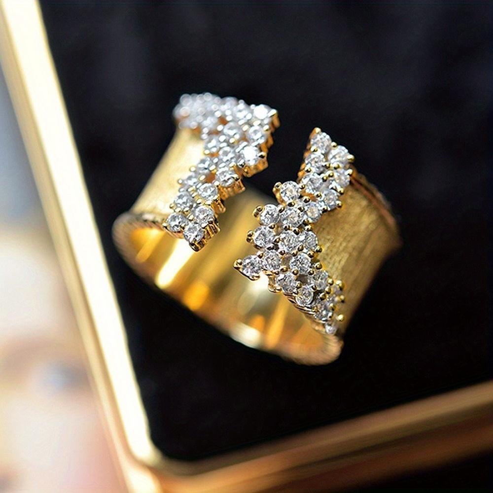 

Golden Luxury Cocktail Ring - Synthetic Zirconia Female Wedding Engagement Jewelry Gift Ring 7