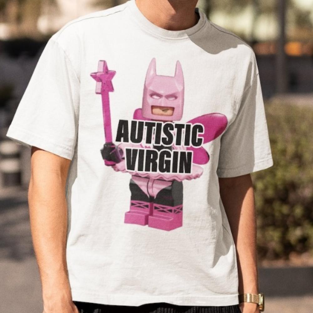 Autistic Virgin Tshirt Funny and Cute Autistic Virgin Tees Gift for Autistic Virgin Friend Funny Satiric Trendy Tops Cotton Tops S разноцветный
