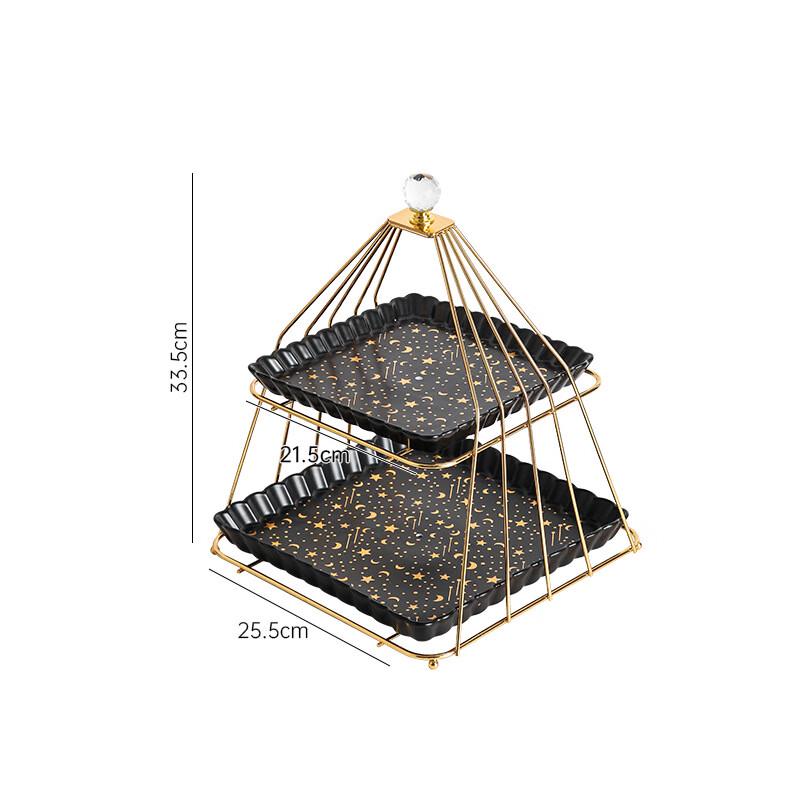 Multi-layer Ceramic Dessert Display Stand with Iron Rack
