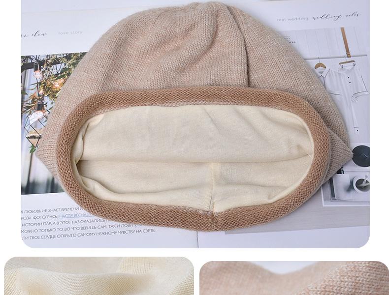 8164 Korean Style Knit Slouchy Beanie - Women's Warm Ear Protection Hat for Large Head Circumference, Autumn/Winter