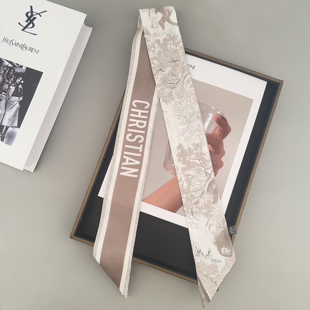 D Family New Lemur High-End Twill Scarf: Imitation Silk Ribbon for Hair, Bags, and Accessories.