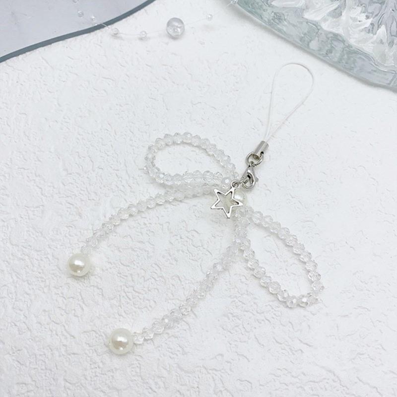 Stylish Bowknot Star Phone Charm Fashionable Crystal Beaded Butterfly Keychain Colorful Bag Pendant for Women Girls