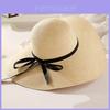 Bow Grass Hat For Women With Wide Brim Sun Protection Outdoor Sun Hat For Travel
