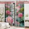 2D Flat Printing 2pcs Curtain Party Window Curtains Waterfall with Pink Lotuses Digital Printed Polyester Drapes Holiday