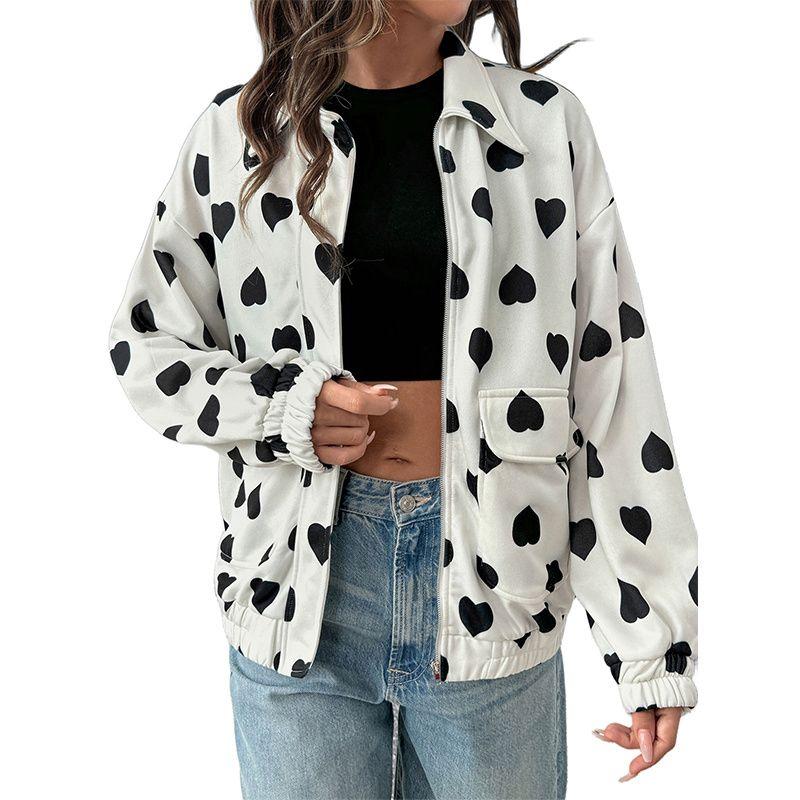 Autumn Winter Women Coat Casual Ladies Tops Fall/Winter Fashion Print Outerwear