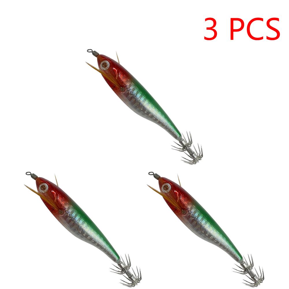 10-1PCS Bionic Shrimp Fishing Lures Horizontal Luminous Squid Jig Hook Sea Fishing Accessories Artificial Bait 9CM Octopus Lure