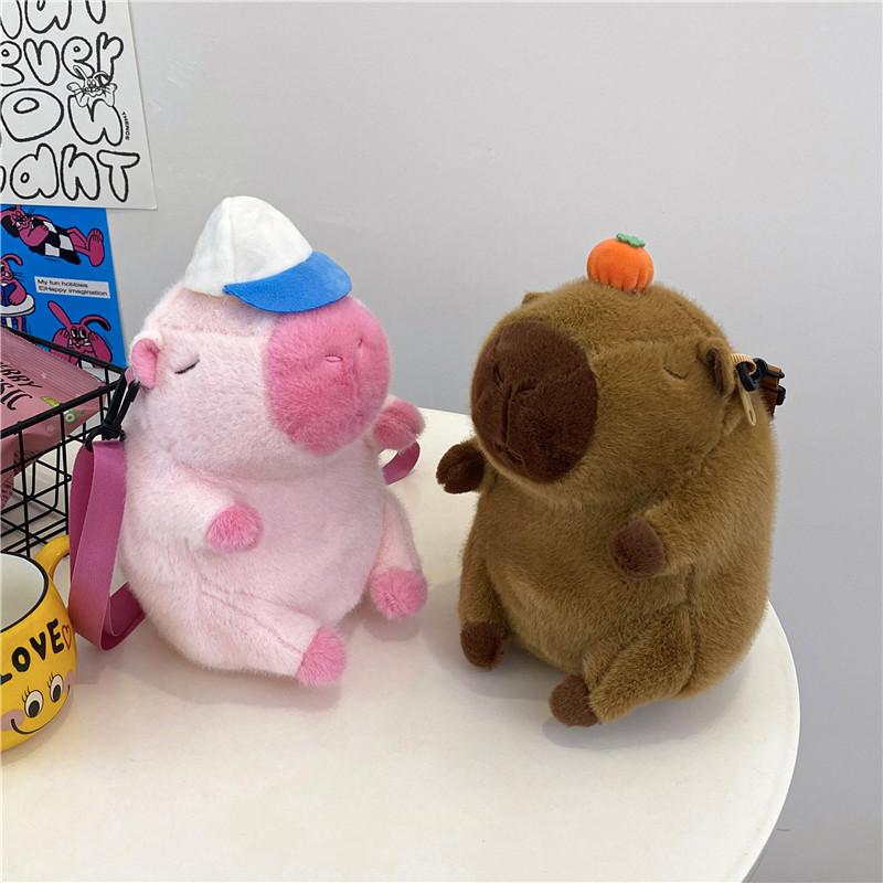Baseball Backpack Capybara Cute Cartoon Stuffed Doll Backpack Soft Guinea Pig