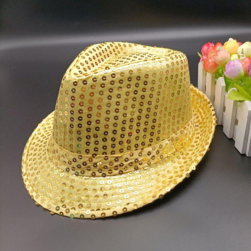 Trilby Sequin Hat Cap Sequinned Dance Party Costume Mj Jazz Performance Fedora