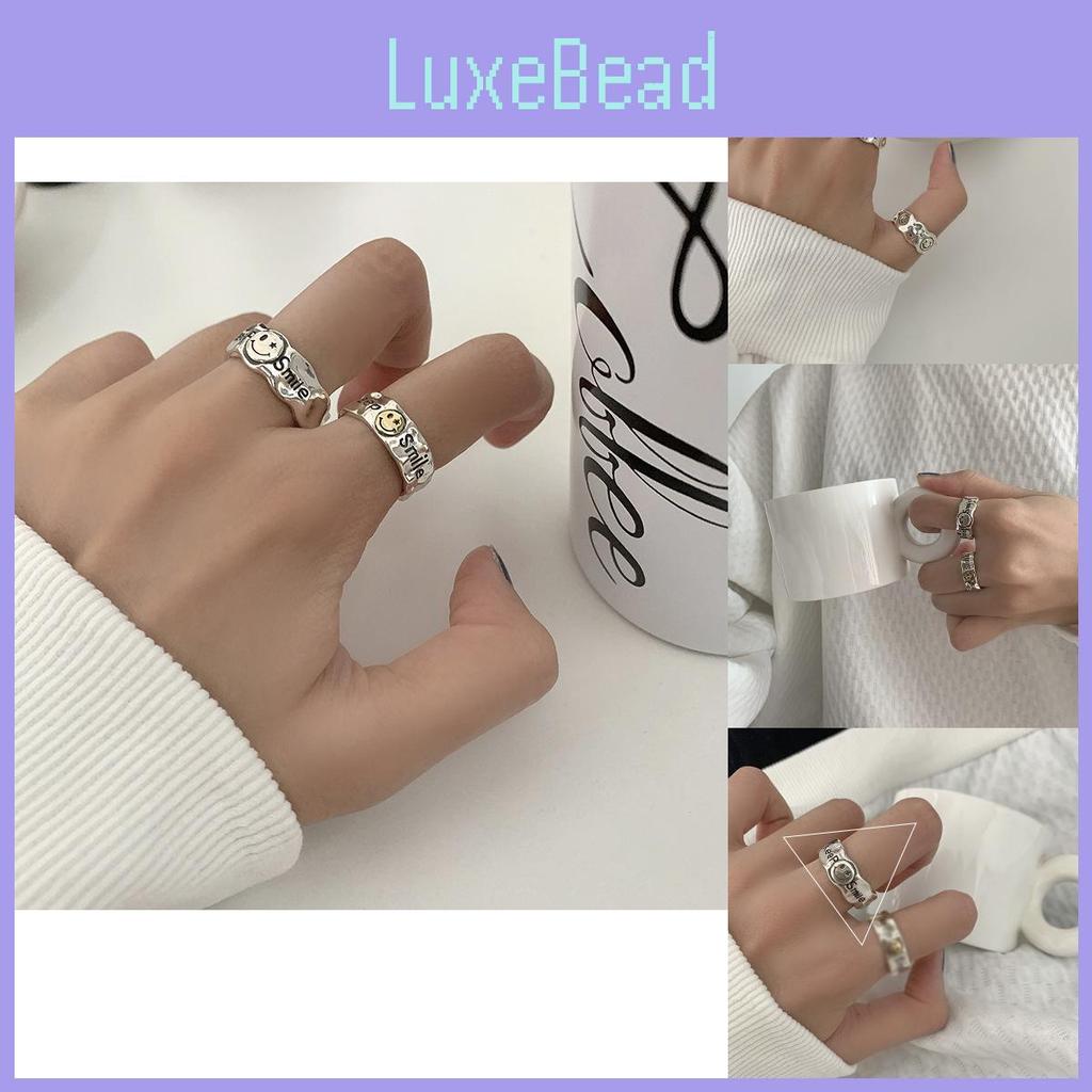 Schicker unregelmäßiger Smiley-Gesicht verstellbarer Ring für Damen in zeitgenössischer koreanischer Ästhetik mit 925er Silber