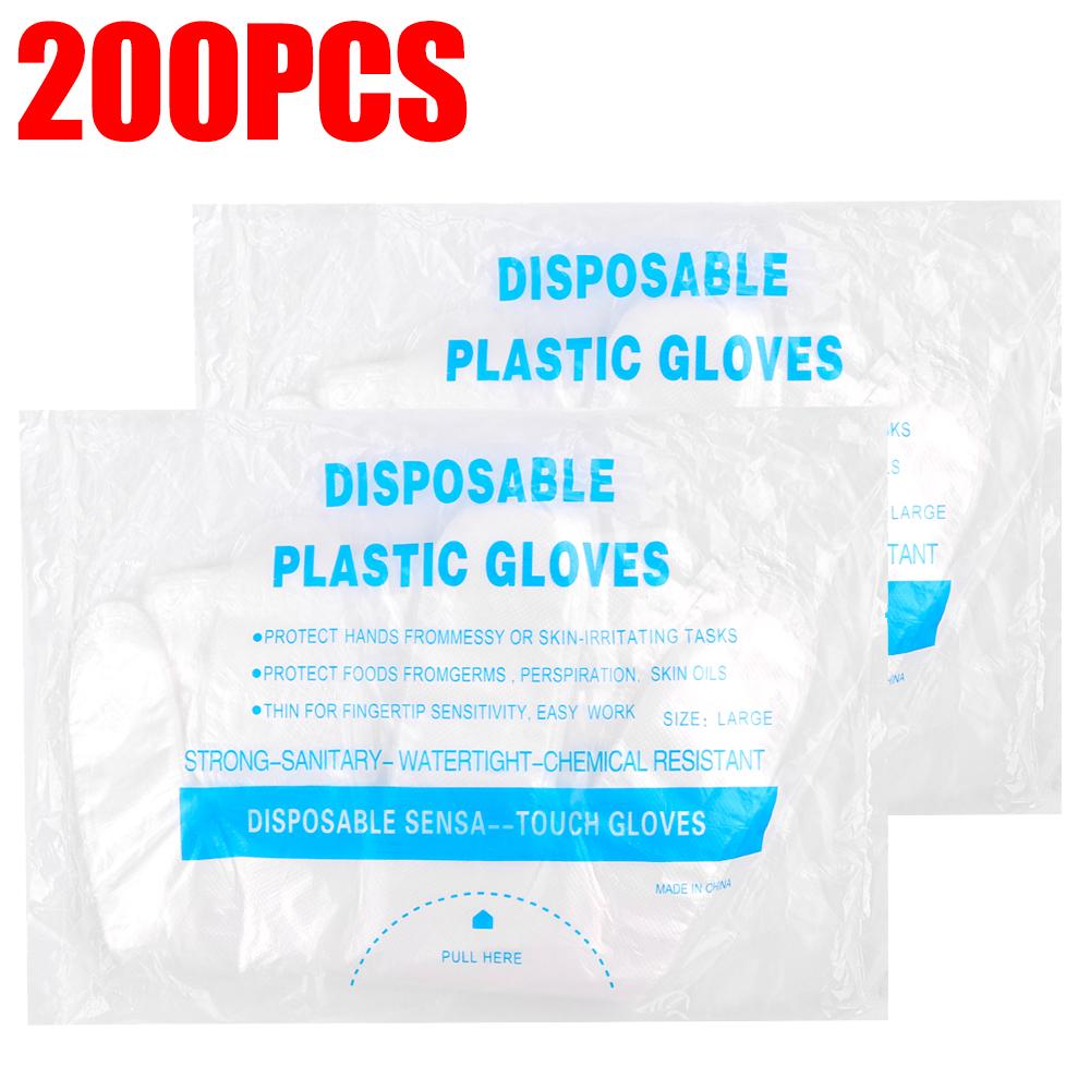 200/100Pcs Disposable Gloves Clear Anti-Slip Design Food Catering Baking Beauty and Hairdressing Transparent Gloves Wholesale