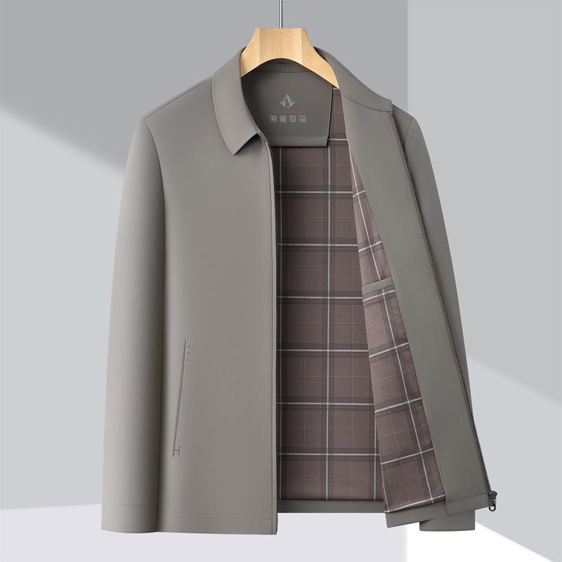Men's Solid Color Lapel Jacket - Middle-Aged Business Casual Executive Coat
