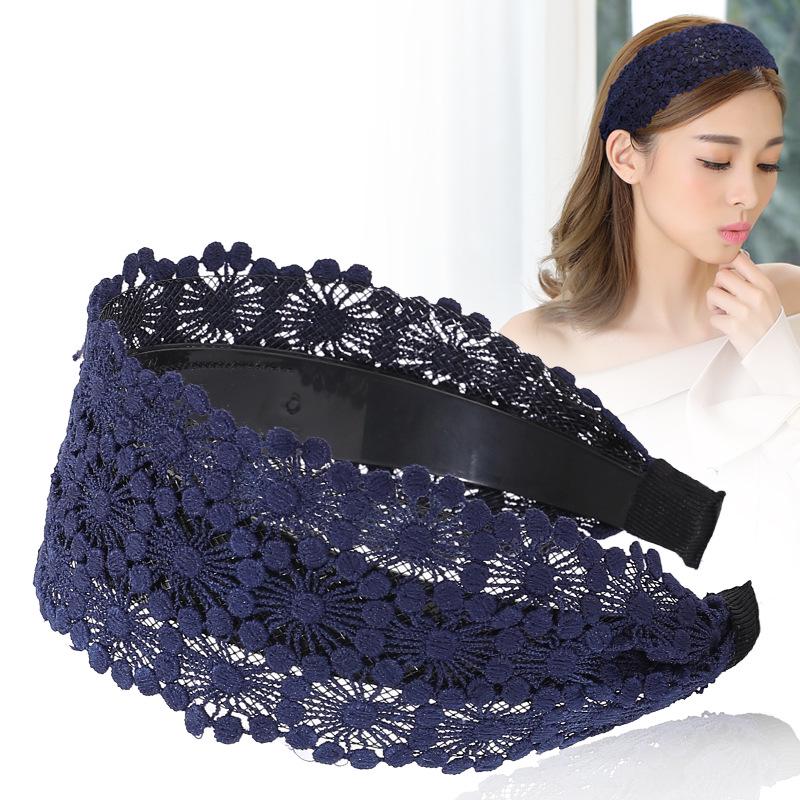 Korean White Lace Wide Hair Clip Headband for Women - Fashion Hair Flower Scarf