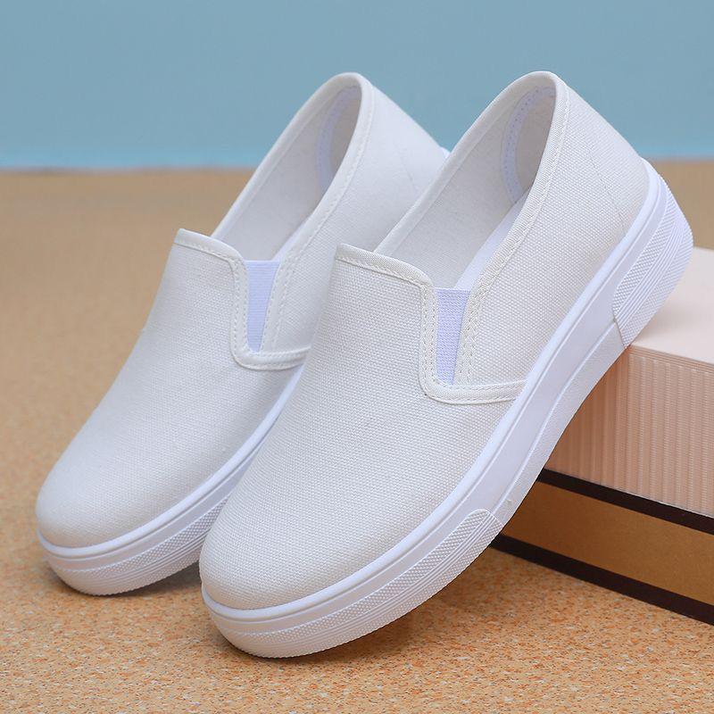 Women's White Non-Slip Slip-On Nursing Flats with Soft Sole