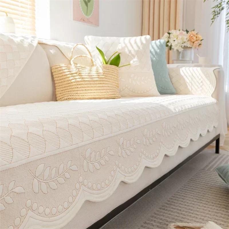 Universal Cotton Sofa Cover Towel  Nordic Solid Color Sofa Cushion for Living Room Non-Slip Sofa Cushion Armrest Backrest Cover