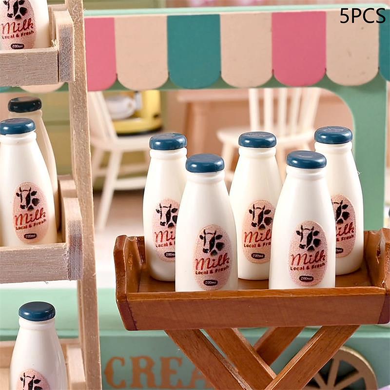 

5/10PCS Miniature Food Model Toy Milk Bottle Drinks Dollhouse Accessories Kids Toy Dollhouse Kitchen Ornaments Photography Props