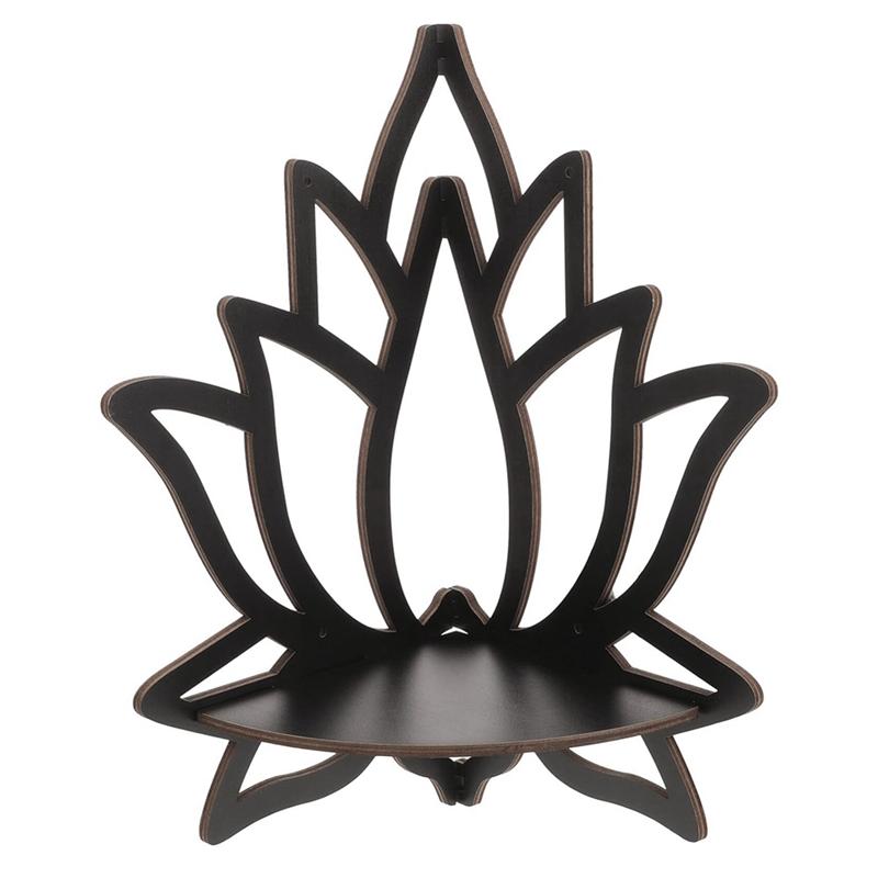 

Good-1 PCS Lotus Corner Shelf Wooden Wall Mount Floating Shelf Black Wooden For Bedroom Book Room Decor чорний