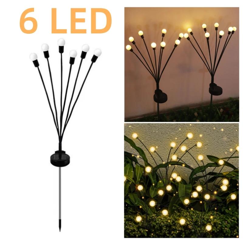LED Solar Firefly Lawn Lights Outdoor Wind-Driven Garden Plug Lamp Waterproof for Yard Pathway Festival Christmas Decor Lighting