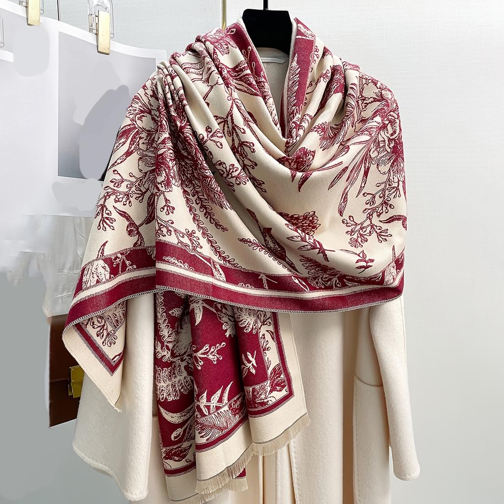 1Pieces Women's Vintage Jacquard Scarf All-season, winter, and autumn warm, soft, and stylish large shawls and wraps Extra-large air conditioning