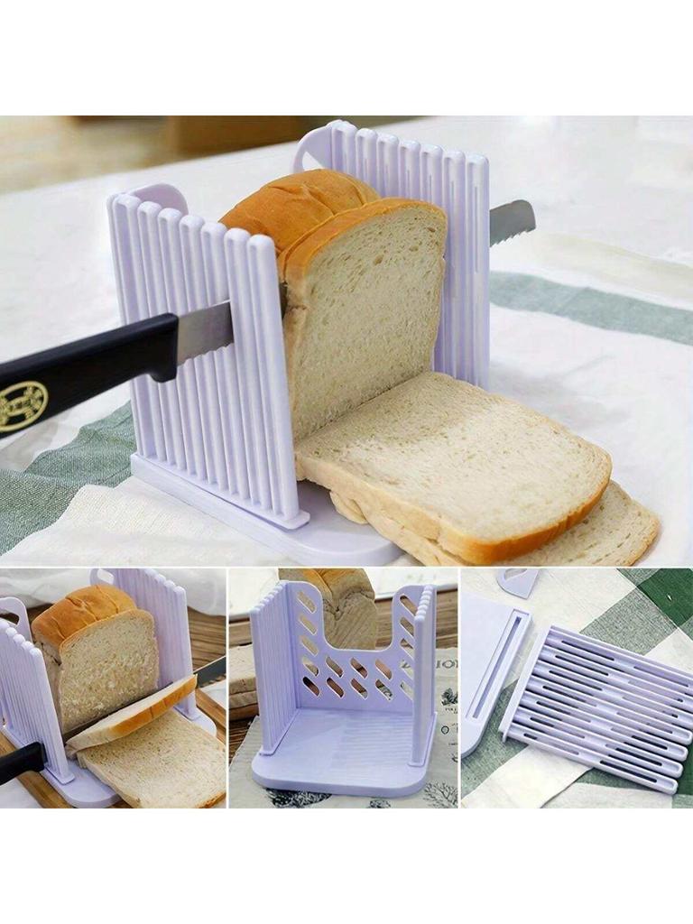 1pc Adjustable Bread Slicer Guide, Plastic Bread Cutter Slicer For Homemade Bread, Foldable Kitchen Baking Tool
