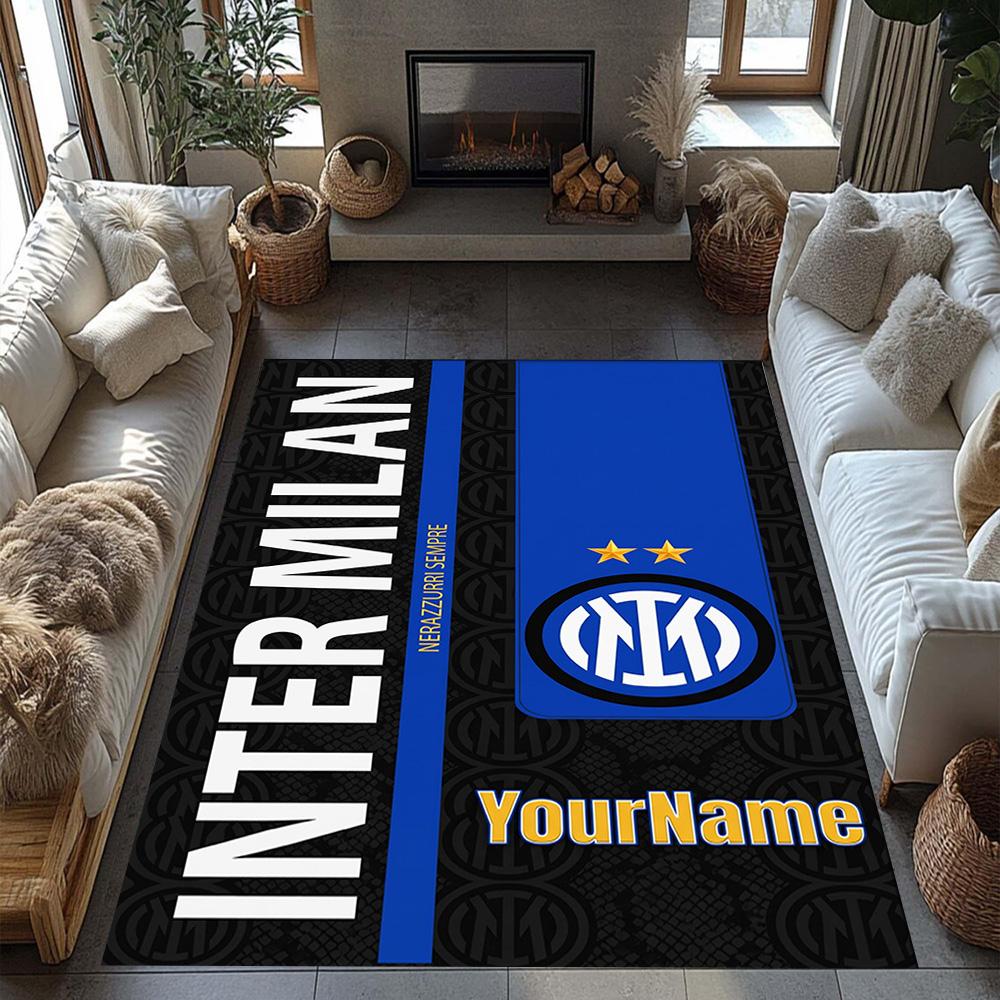 Inter Milan Personalized Text Area Rug Perfect for Dining Room Entryway Bedrooms Hallway Antislip Carpet Decorate Offices