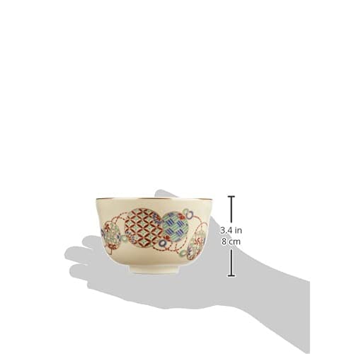 Miyachi Eikou Matcha Bowl, White, Size: Diameter 12.4cm x Height 7.8cm, Ninsei Kujudama, Paper Boxed