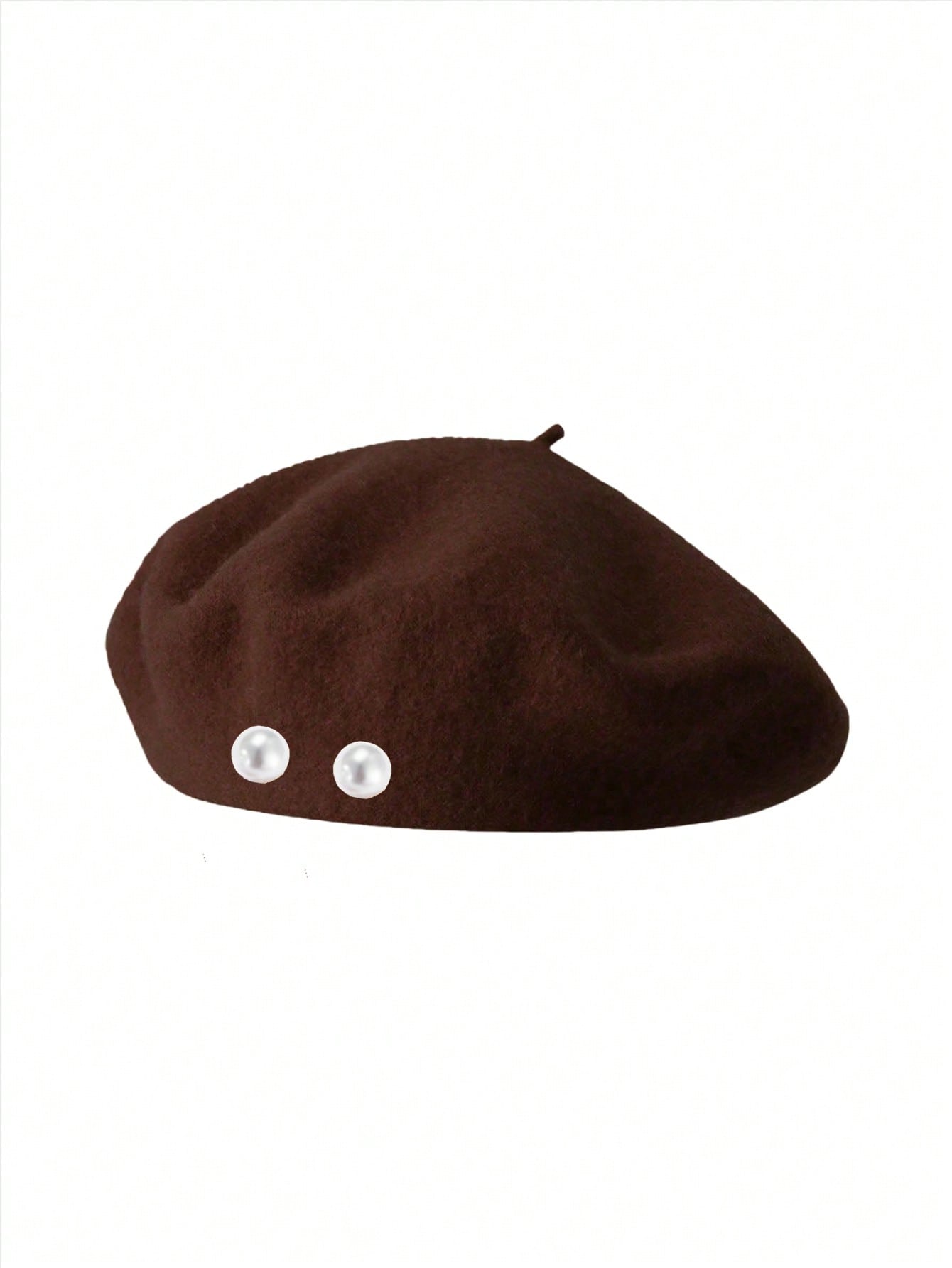 

1pc Classic Pearl Beret Hat For Women, Stylish Newsboy Cap, Versatile & Timeless Pearl Embellishment коричневый