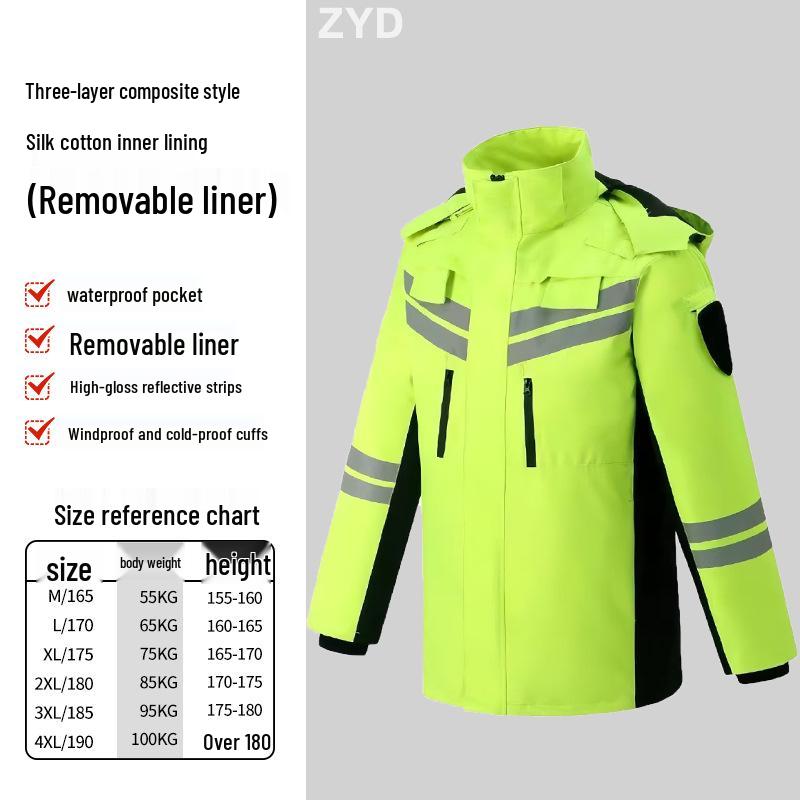 Reflective Raincoat Set for Traffic Duty and Flood Control - Men's Sanitation Labor Protection