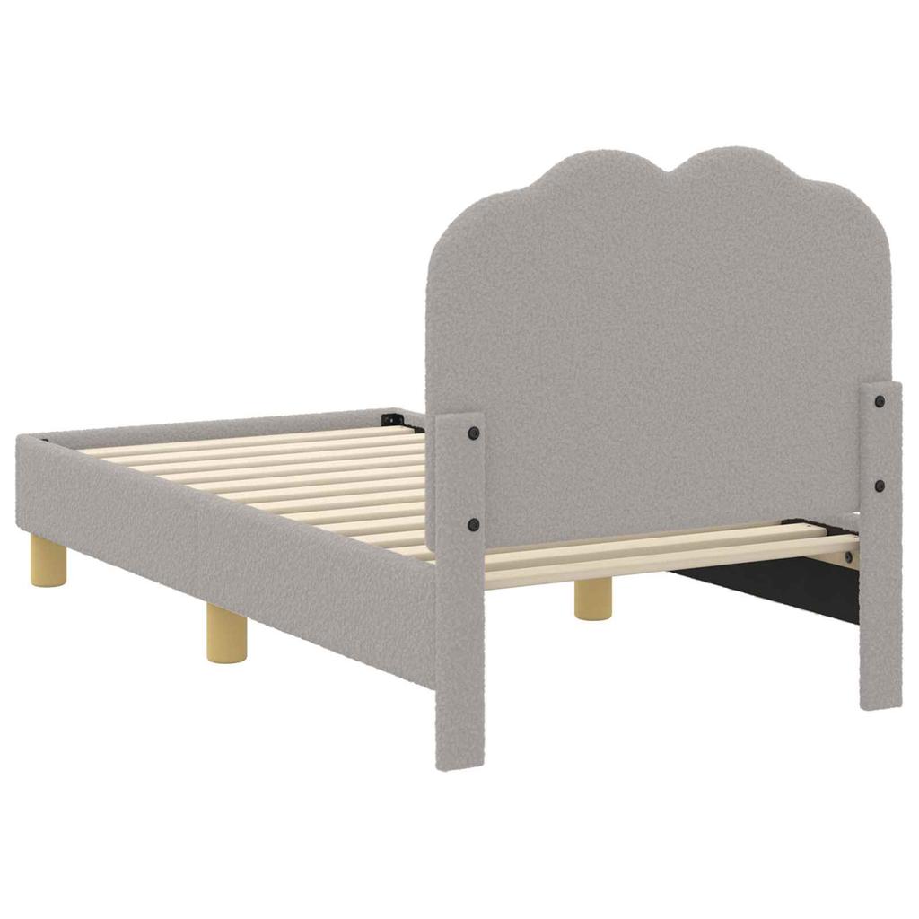 Kids Bed Frame with Headboard Light Grey 70 x 140 cm Boucle