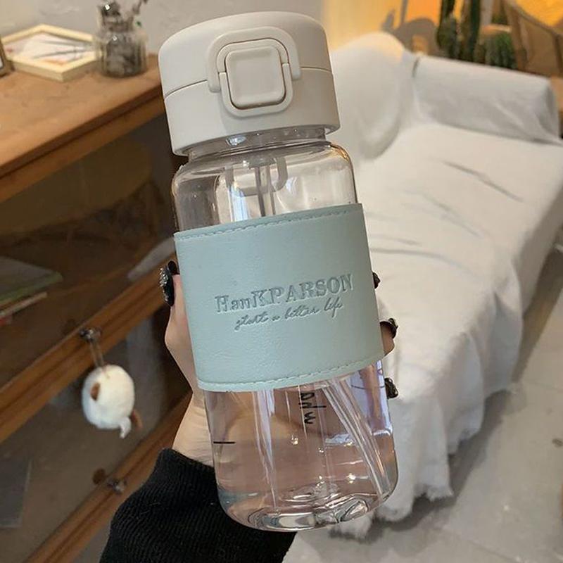 

500 мл Портативная бутылка для воды с соломинкой Креативная милая герметичная пластиковая бутылка для питья Чашка для молока, кофе, чая, сока Посуда для напитков