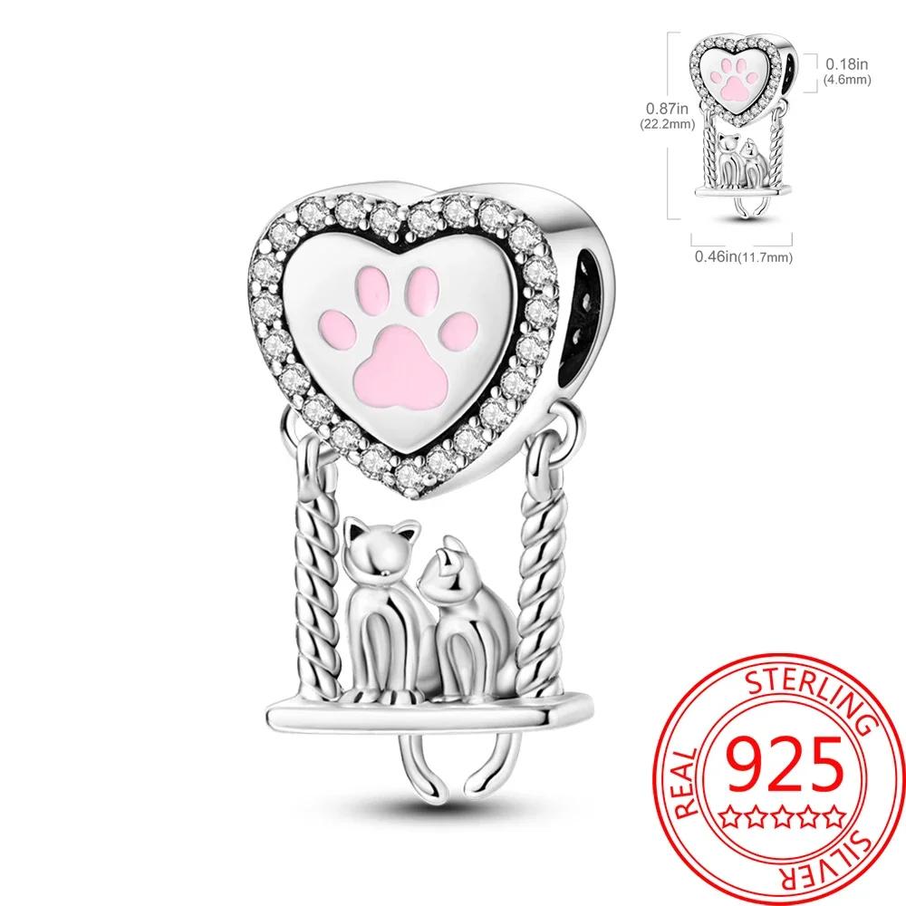 925 Silver Romantic Love Story Charm Pendant for DIY Bracelet Couple Engagement Jewelry Gifts for Her