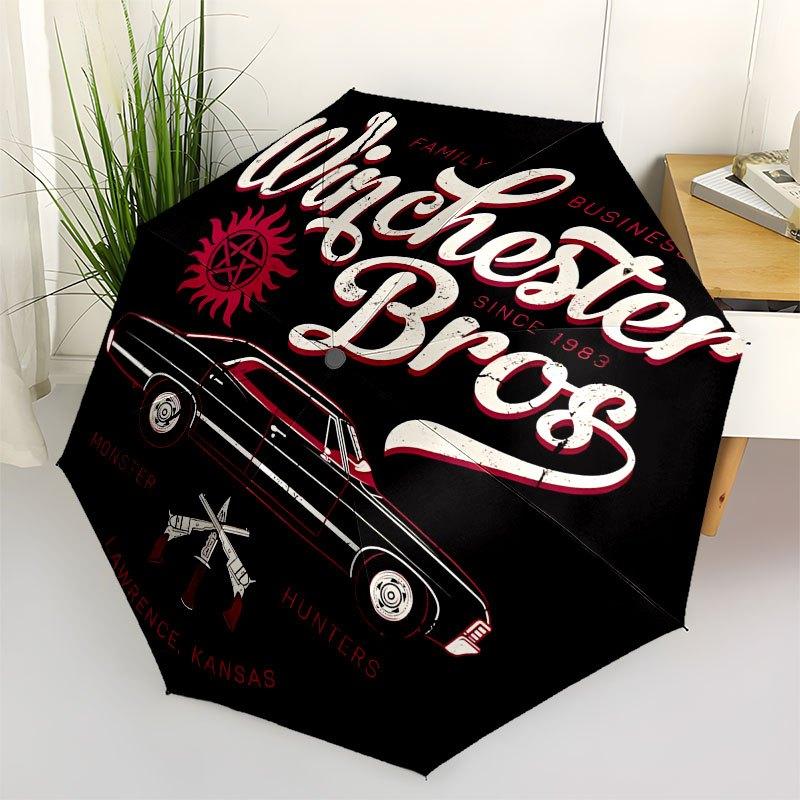 1pc Supernatural Automatic Opening/Closing Umbrella with Convenient Three-Fold Design, 8 Iron Ribs - for Outdoor Daily UseA30