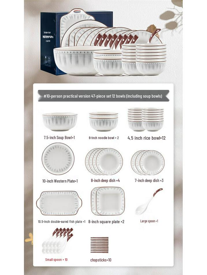 Kangmo 47-Piece Ceramic Dinnerware Set