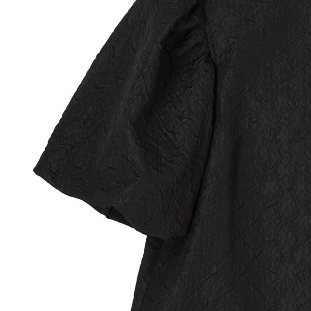 LAP Embossed Puff Sleeve Ribbon Tie Blouse Ar2Wb472
