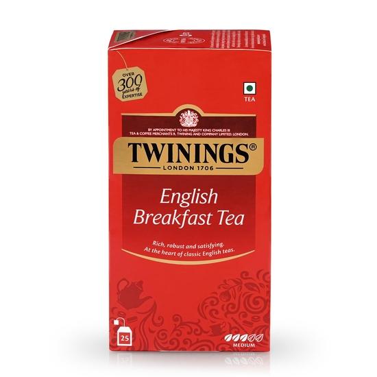 Twinings English Breakfast Tea, 25 čajových sáčků | Balení 1 ks | Anglická klasická řada | Prémiový černý čaj | Střední síla