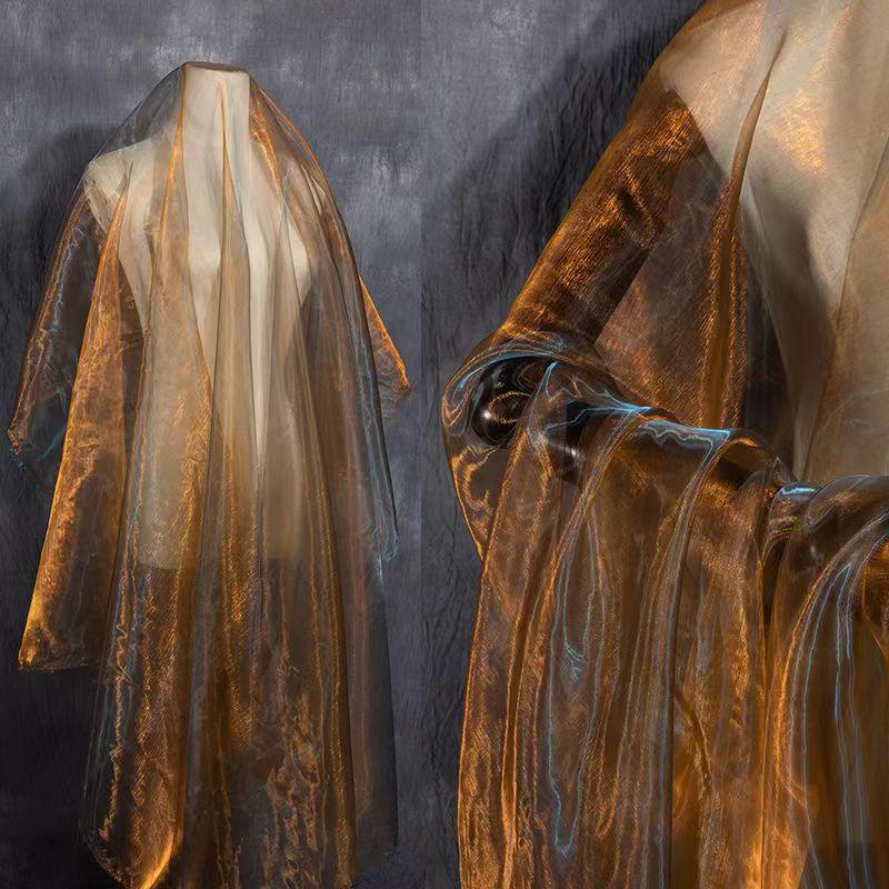 Iridescent Two-Tone Gradient Organza Pearl Gauze for Performance Costumes, Weddings, and Kindergarten Events