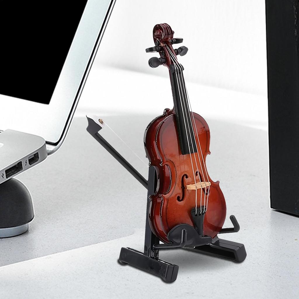 7cm 13cm 17cm Mini Geigenfigur Modell mit Ständer Miniatur Geige Sammlerstück Holz Ausstellungsstück Schreibtisch Ornament für Wohnzimmer