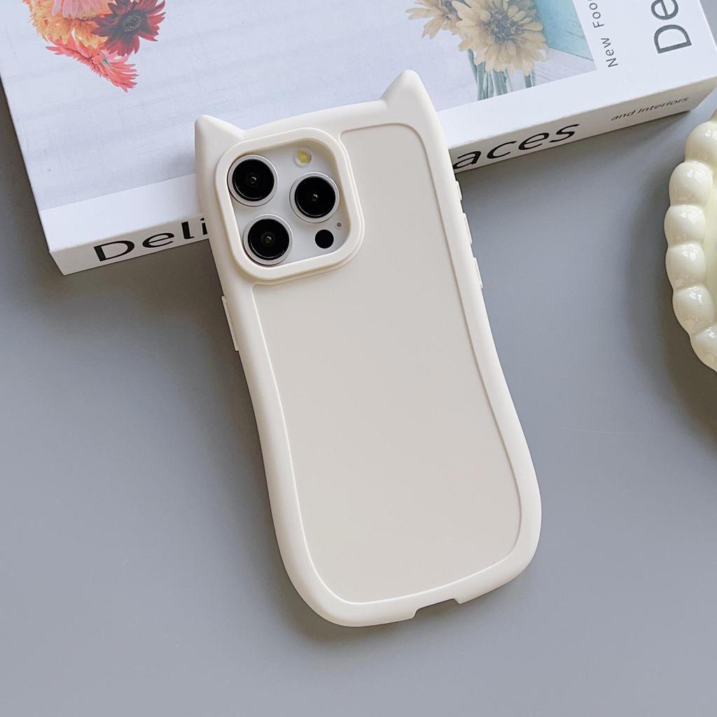 Apple 16 Pro Max Cat Ear Phone Case - TPU Soft, Transparent Cover for 15, 14, 13, 12, 11