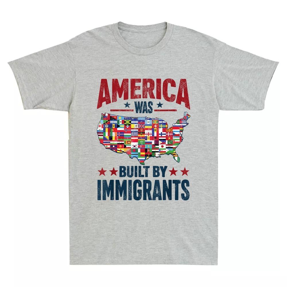 America Was Built by Immigrants USA Map Patriotic Unisex T-Shirt XXXL
