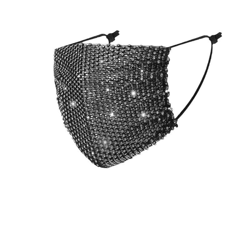 European & American Style Rhinestone Mask: Black Hollow-Out Nightclub Party Accessory