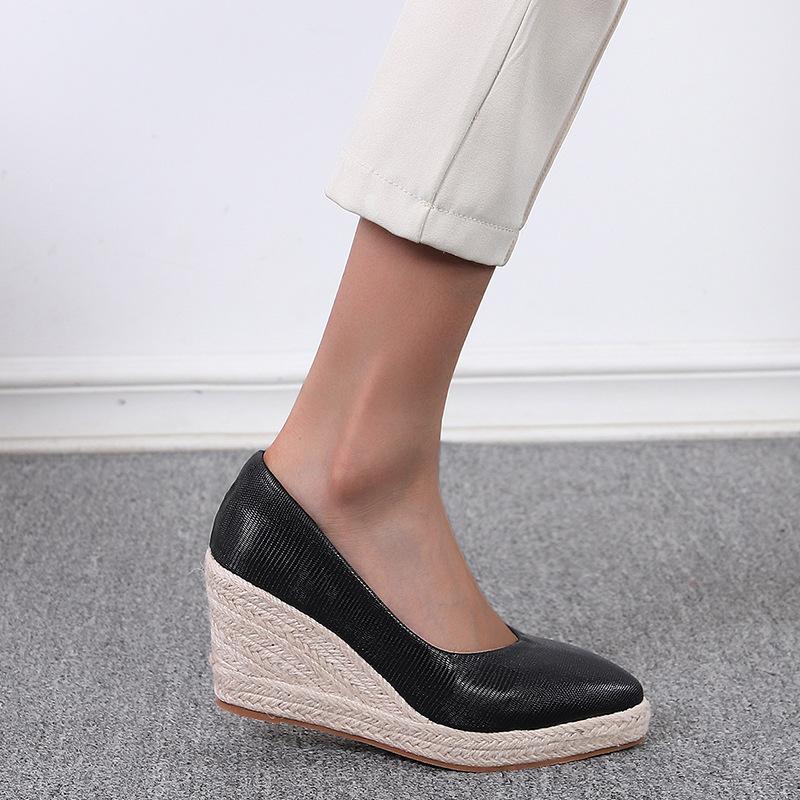 Fashion High Heels Women Party Shoes Women Pumps Brand Ladies Heeled Shoes Woman Wedge Heel 8cm Gold Black Plus Size 42 A4839