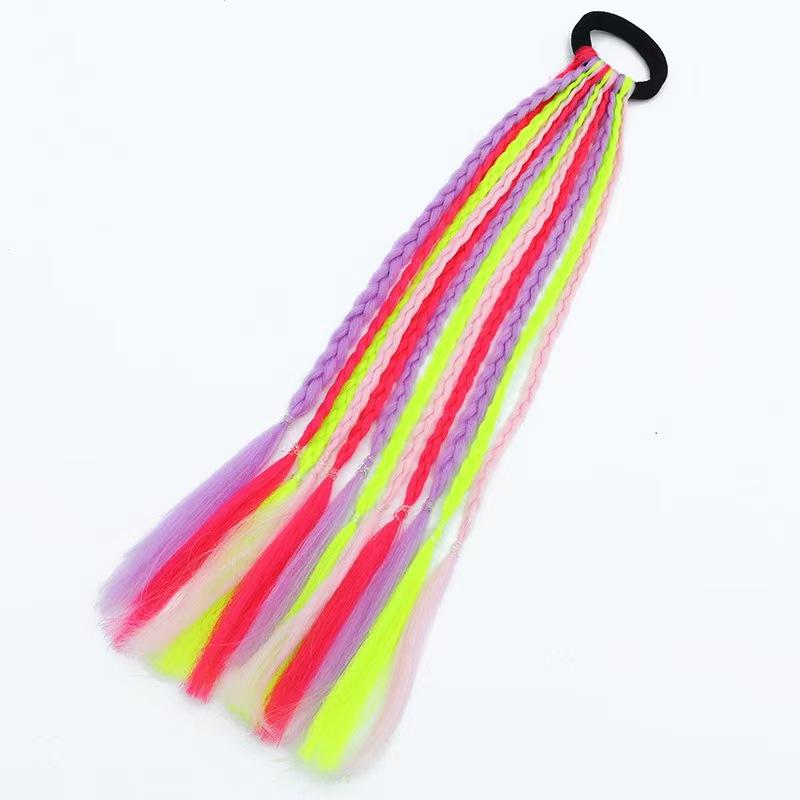 1 PCS New Girls Dirty Braids Colorful Twist Tie Wigs Ponytail Kids Hair Accessories Headbands Rubber Bands Princess Headwear