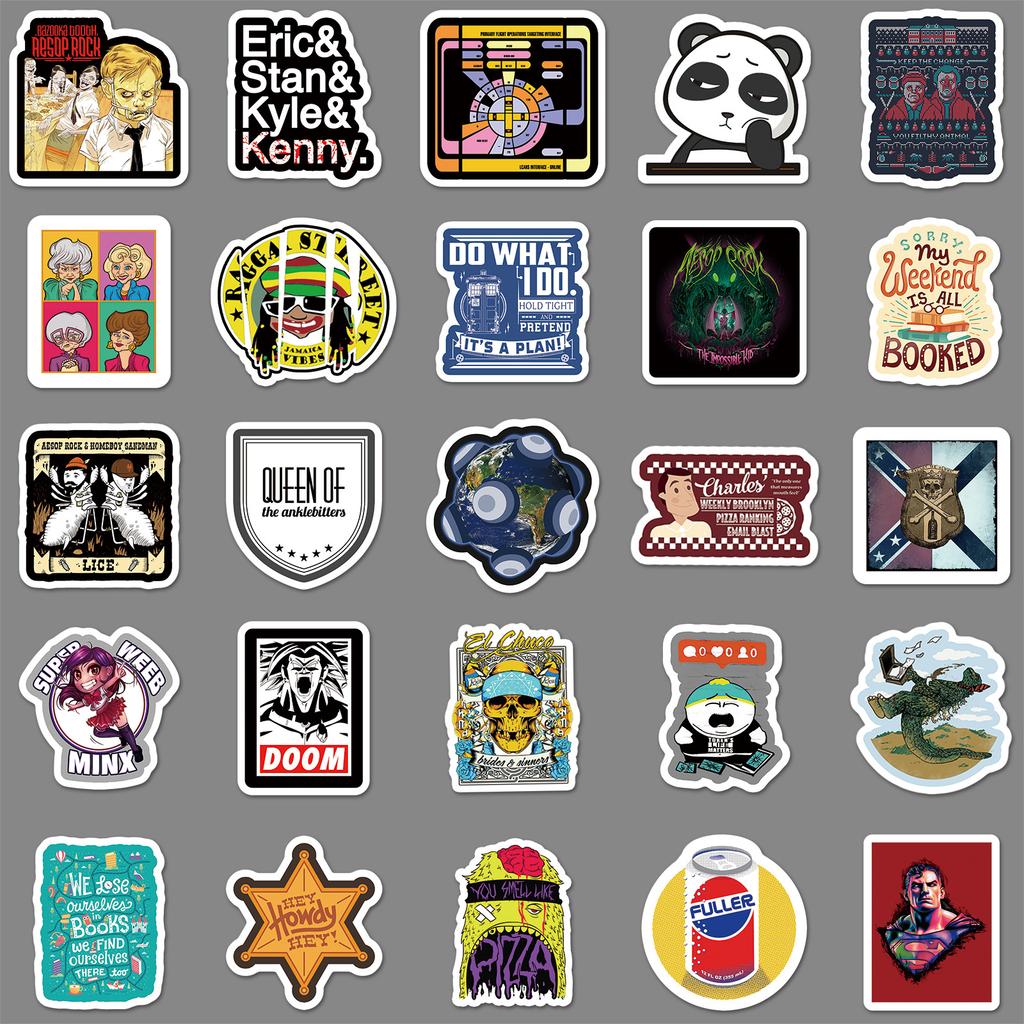 50 Ins Style Suitcase Cartoon European and American Graffiti Notepad Waterproof Travel Box Scooter Sticker