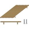 10Pcs T Bar Handle, Pack Cabinet Door Brushed Stainless Steel Hardware for Kitchen Cabinets Pull Handle Hole Centers 128mm Gold