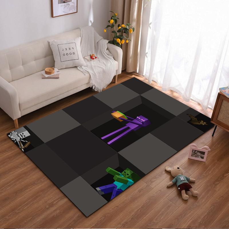 "Pixel Art Style Carpet with Purple Character and Dark Theme" Suitable for use as an anti-slip for living room bedroom sofas