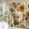 1pc Extra Large Autumn Shower Curtain - Elegant Floral Bathroom Decor with Sunflowers, Pumpkins, Beige/Orange/White/ Green
